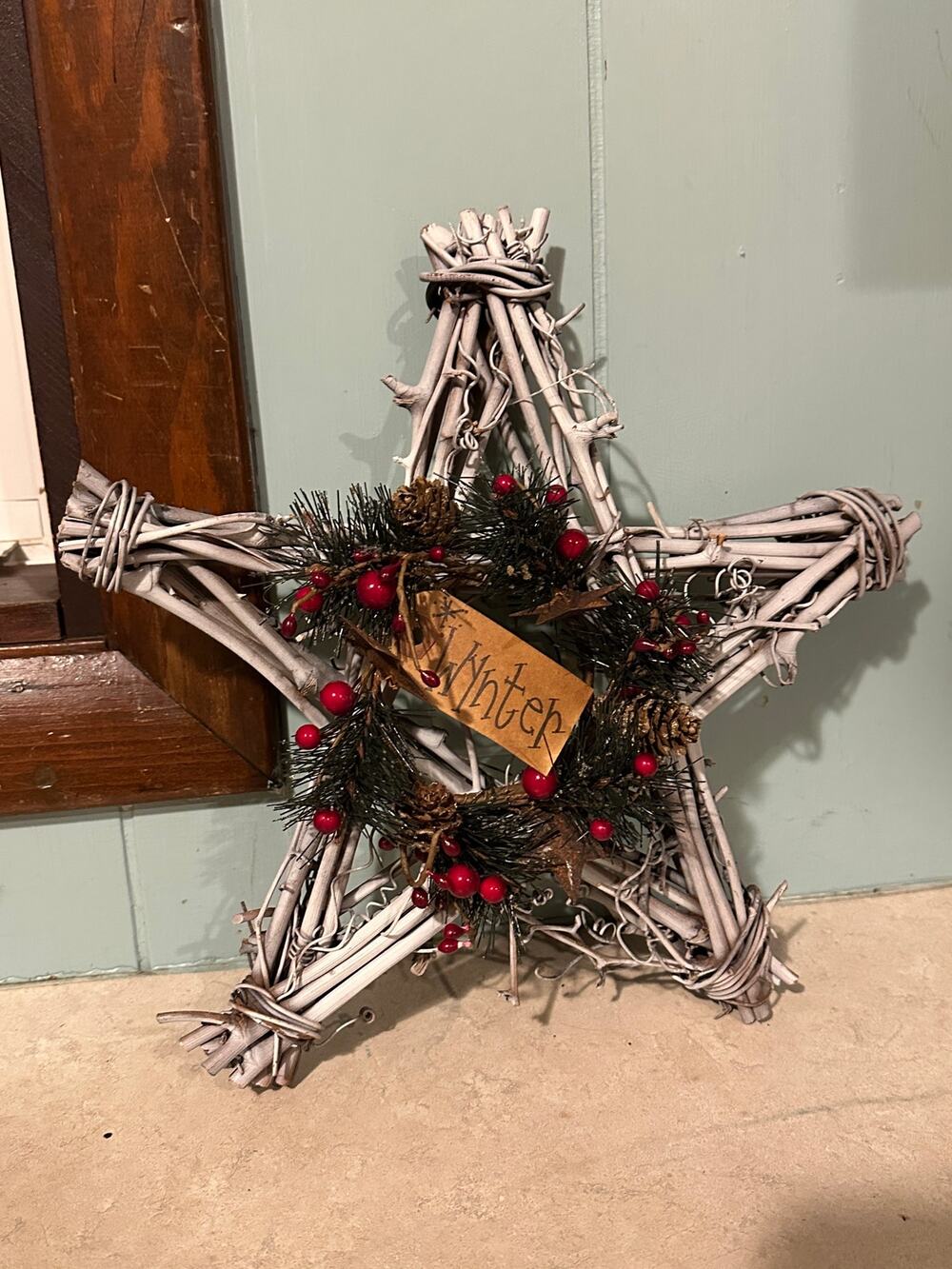 Rustic Twig Star Wreath Winter Christmas Holiday Garland